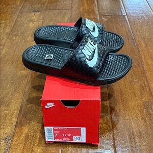 Nike Black and White Slide Sandals